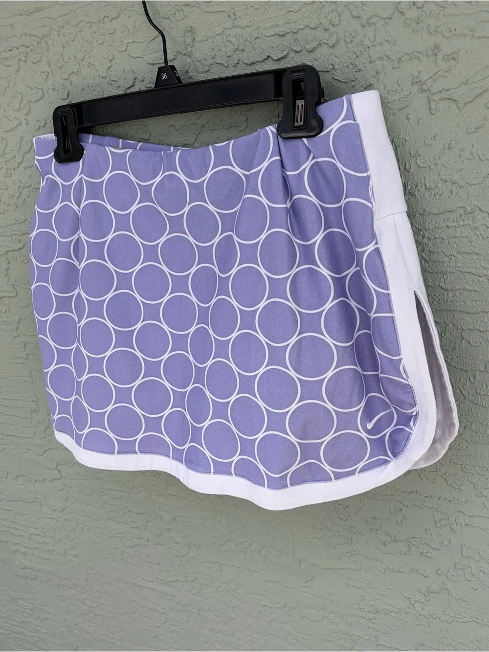 Nike Dri-Fit  Lilac Circle-Print Mini Skirt with White Trim Sz M